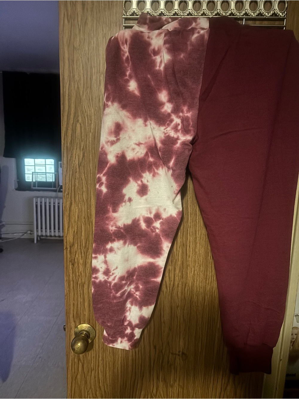 Fashion Nova Maroon Tie-Dye & Solid Ankle Jeans